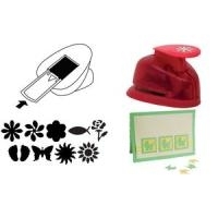 HEYDA Motiv-Locher Blume I, klein, Farbe: rot Hebel-Motivstanzer aus Kunststoff, mit Auffangbehälter (203687420)