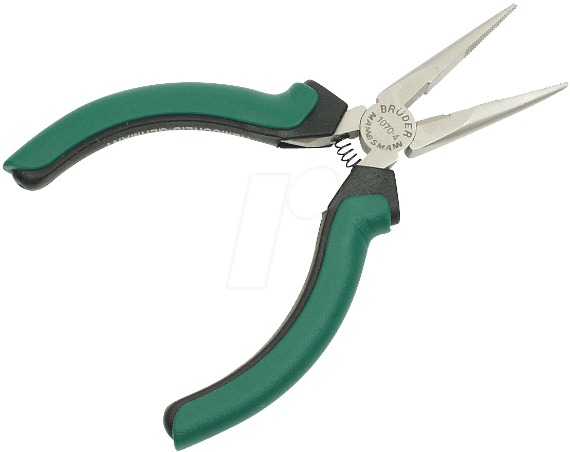 BRÜDER MANNESMANN GREEN LINE BRÜDER MANNESMANN Spitzzange Elektronik, 125 mm, gerade aus Werkzeugstahl, Farbe: grün / silber / schwarz, mit 2 - 1 Stück (M1070-4)