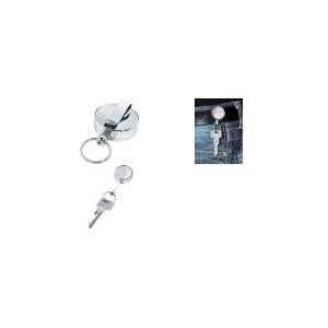 WEDO Gürtel-Clip, mit ausziehbarer Drahtschnur, chrom aus Metall, mit Federring zur Befestigung von Schlüsseln (262 4028)