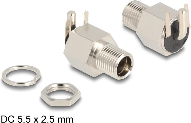 Connettore Delock Presa DC 5,5 x 2,5 mm esagonale angolato 20 V / 10 A