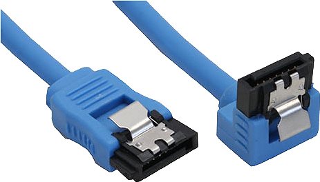 Cavo di collegamento SATA 6Gb-s rotondo - angolato - blu - con capocorda - 0,5 m