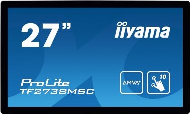 Iiyama ProLite TF2738MSC-B1 - LED-Monitor - 68,6 cm (27) - offener Rahmen - Touchscreen - 1920 x 1080 Full HD (1080p) - A-MVA+ - 300 cd/m² - 3000:1 - 5 ms - HDMI, DVI, DisplayPort - Lautsprecher - Schwarz (TF2738MSC-B1)