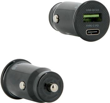 CAR CHARGER 1 USB A / 1 USB C - QUICK CHARGE - SOFT BAG