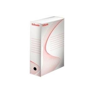 Esselte Archiv-Schachtel, Rückenbreite: 100 mm, weiß aus Wellpappe, mit Linienaufdruck als Organisationsleiste (128201)