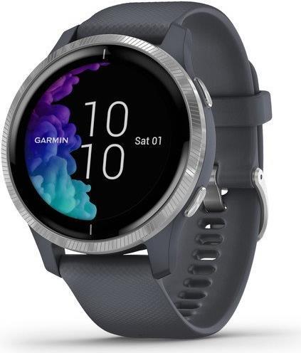 Garmin Venu - Granite Blue - Sportuhr mit Band - Silikon - Granite Blue - Bandgröße 125-190 mm - Anzeige 3 cm (1.2) - Bluetooth, Wi-Fi, NFC, ANT+ - 46.3 g