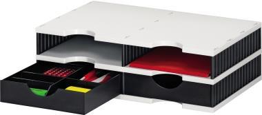 styro Sortierstation styrodoc duo, 4 Fächer, grau/schwarz Sortierstation mit 2 offenen Fächern und 2 Schubladen, - 1 Stück (268-0202.9895S)