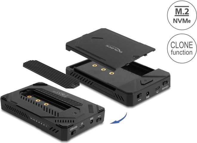 Delock Custodia USB Type-C per 1 SSD M.2 NVMe 1 SSD / HDD SATA da 2,5â³ con funzione clone