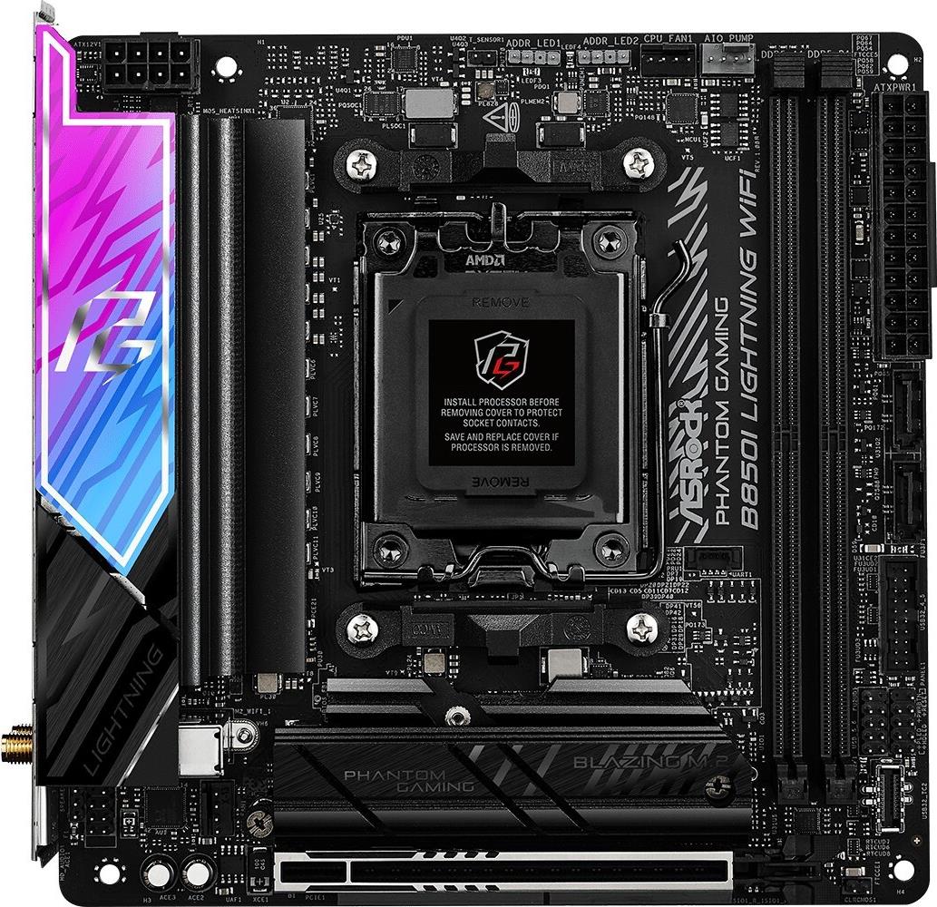 Asrock B850I LIGHTNING WIFI AMD B850 AM5 Mini ITX 2 DDR5 HDMI Wi-Fi 6E 2.5G LAN RGB 2x M.2