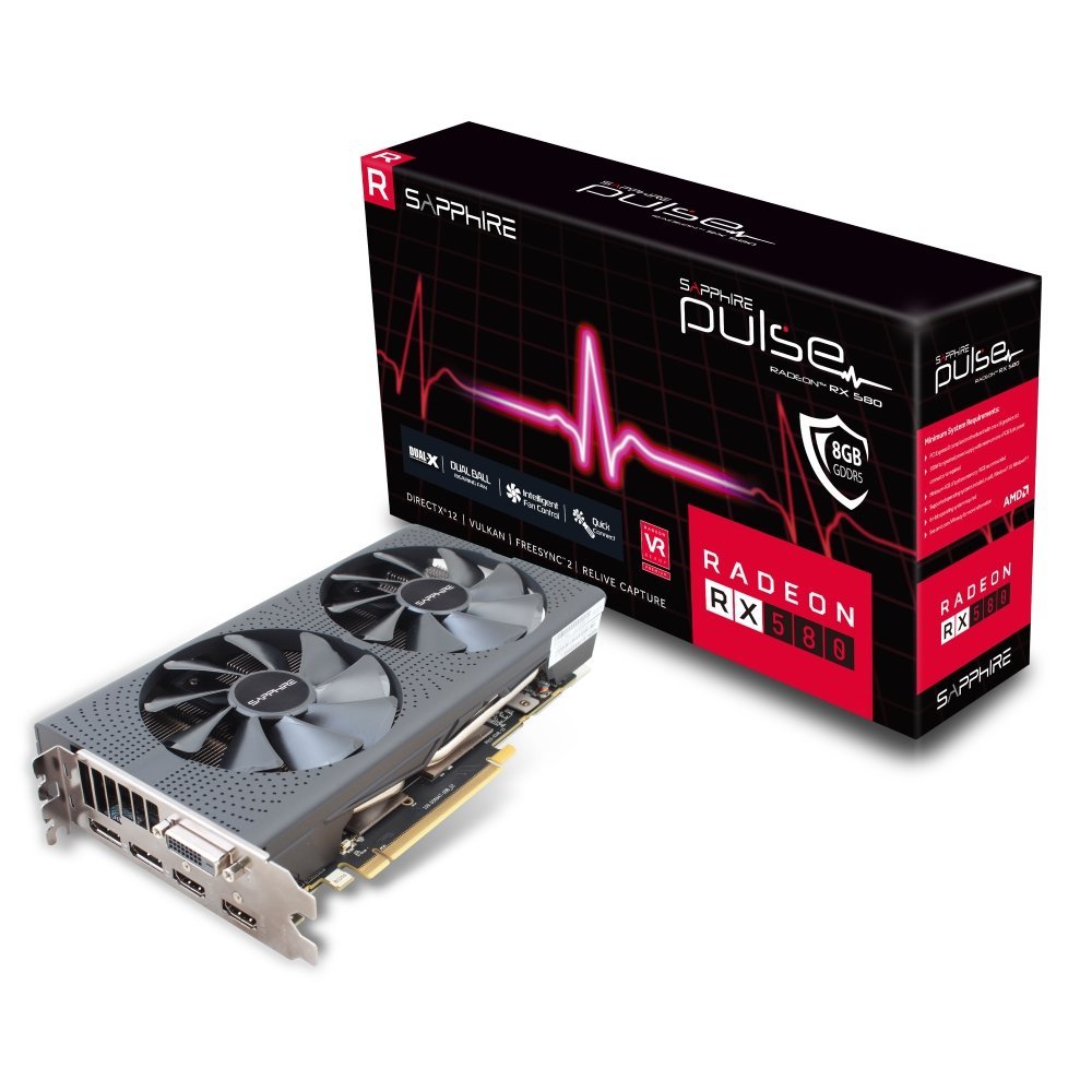 SAPPHIRE Radeon RX 580 PULSE, Grafikkarte - 1366 MHz - 8192 MB - Typ: GDDR5 (11265-05-20G) SAPPHIRE Radeon RX 580 PULSE, Grafikkarte - 1366 MHz - 8192 MB - Typ: GDDR5 (11265-05-20G)