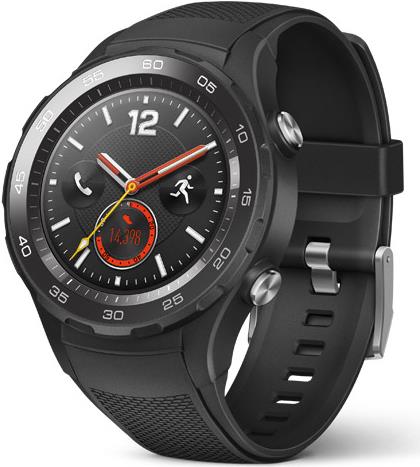 Huawei Watch 2 Sports - 45 mm - schwarz Kohlefaser - intelligente Uhr mit Sportband - Gummi - 140 - 210 mm - 3cm (1.2) - 4GB - Wi-Fi, NFC, Bluetooth 4,1 EDR - 4G - 40 g (55021666)