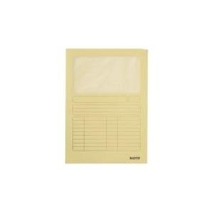 LEITZ Sichtmappe, DIN A4, Karton, mit Sichtfenster, gelb 160 g/qm, Oberteil mit beschriftbarem Druckraster, Sicht- - 100 Stück (3950-00-15)