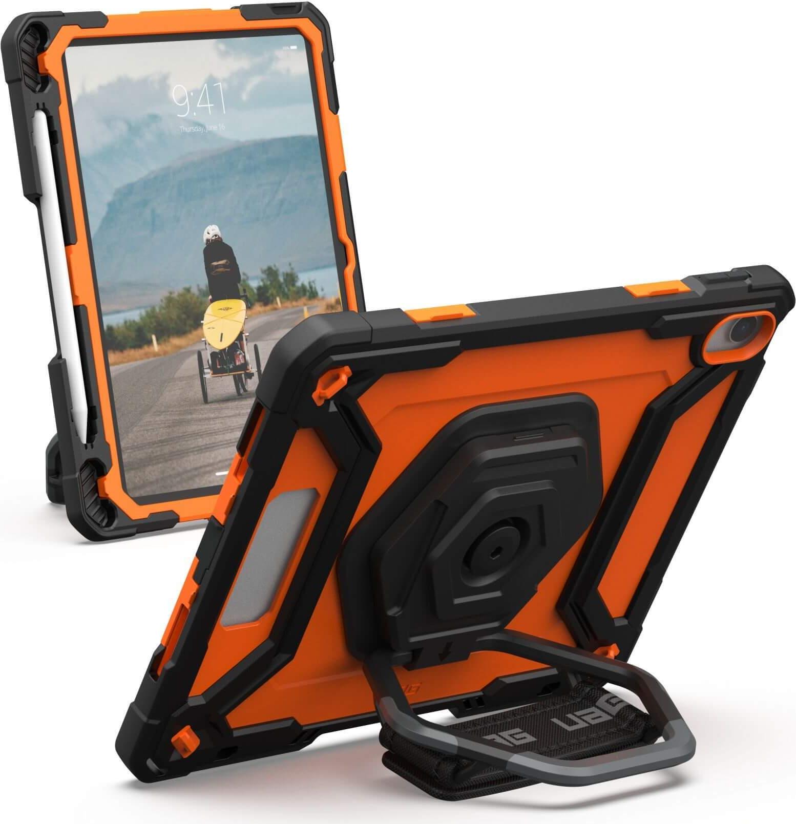 UAG Plasma Series - Back cover for tablet - rugged - with kickstand & hand strap - orange/black - for Apple 10.9-inch iPad Wi-F