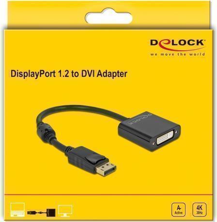 Delock Adattatore DisplayPort 1.2 maschio a DVI femmina 4K nero attivo