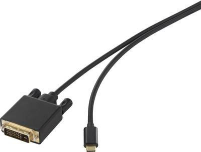 Renkforce USB / DVI Anschlusskabel [1x USB-C Stecker - 1x DVI-Stecker 24+1pol.] 3 m Schwarz (RF-3385688)