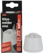 uniTEC Hitzemelder mini, weiß, Alarmsignal: 85 dB optische Anzeige und akustisches Signal, mit Testknopf - 1 Stück (30082)