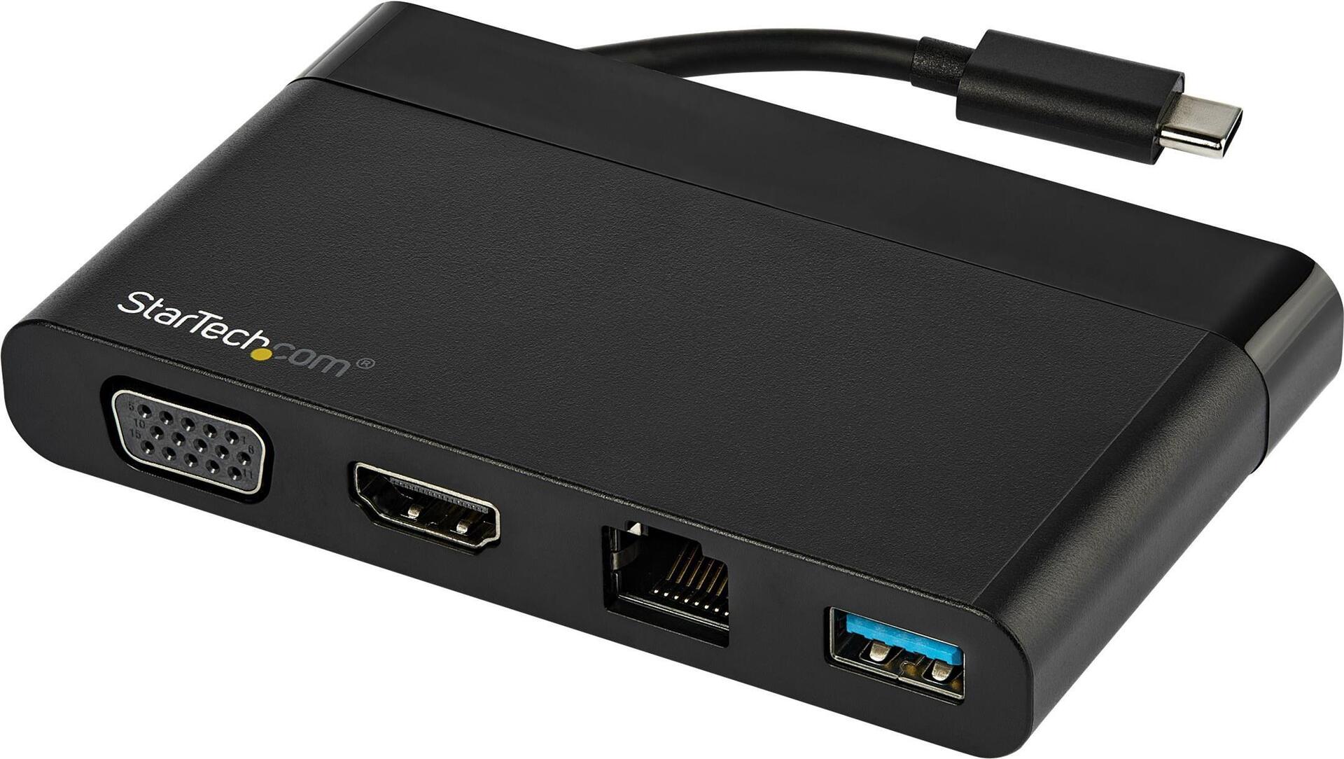 StarTech.com Adattatore multiporta USB C con HDMI, VGA, Gigabit Ethernet e USB 3.0 - Mini dock hub USB C a HDMI 4K o VGA 1080p