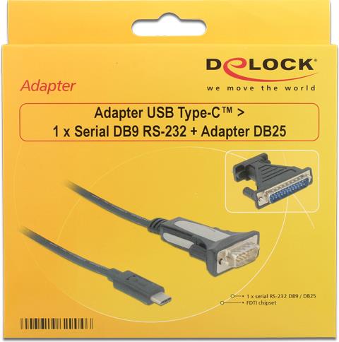 Adattatore Delock USB Type-C 1 x seriale DB9 RS-232 adattatore DB25 18 m