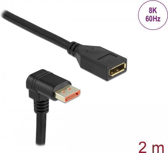 Delock Cavo di prolunga DisplayPort maschio 90° angolato verso il basso a femmina 8K 60 Hz 2 m