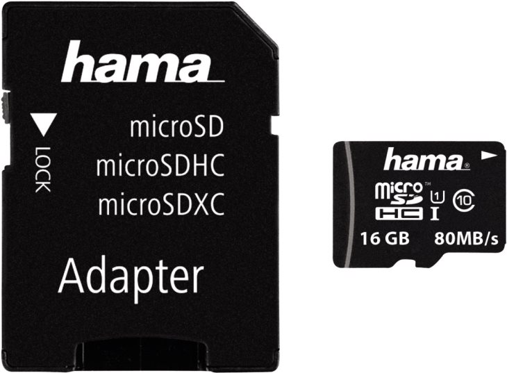 Hama microSDHC 16GB UHS-I Classe 10 (Hama 16GB MicroSDHC Card with SD Adapter, Class 10 UHS-I, Up to 80MB/s)