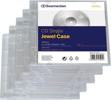 CD/DVD-Huellen 1CD schwarz JewelCase transparent Packung 5 Stück (4712)