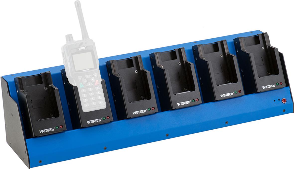 WeTech 6fach USB-Programmier-/Ladestation 230 V für Sepura 6x STP8/9000 inkl. 1m USB A-B-Kabel 2.0 Full Speed und Netzkabel.Geeignet für Akku 300-00634, 300-00635, 300-00631 (DP-681-6USB)