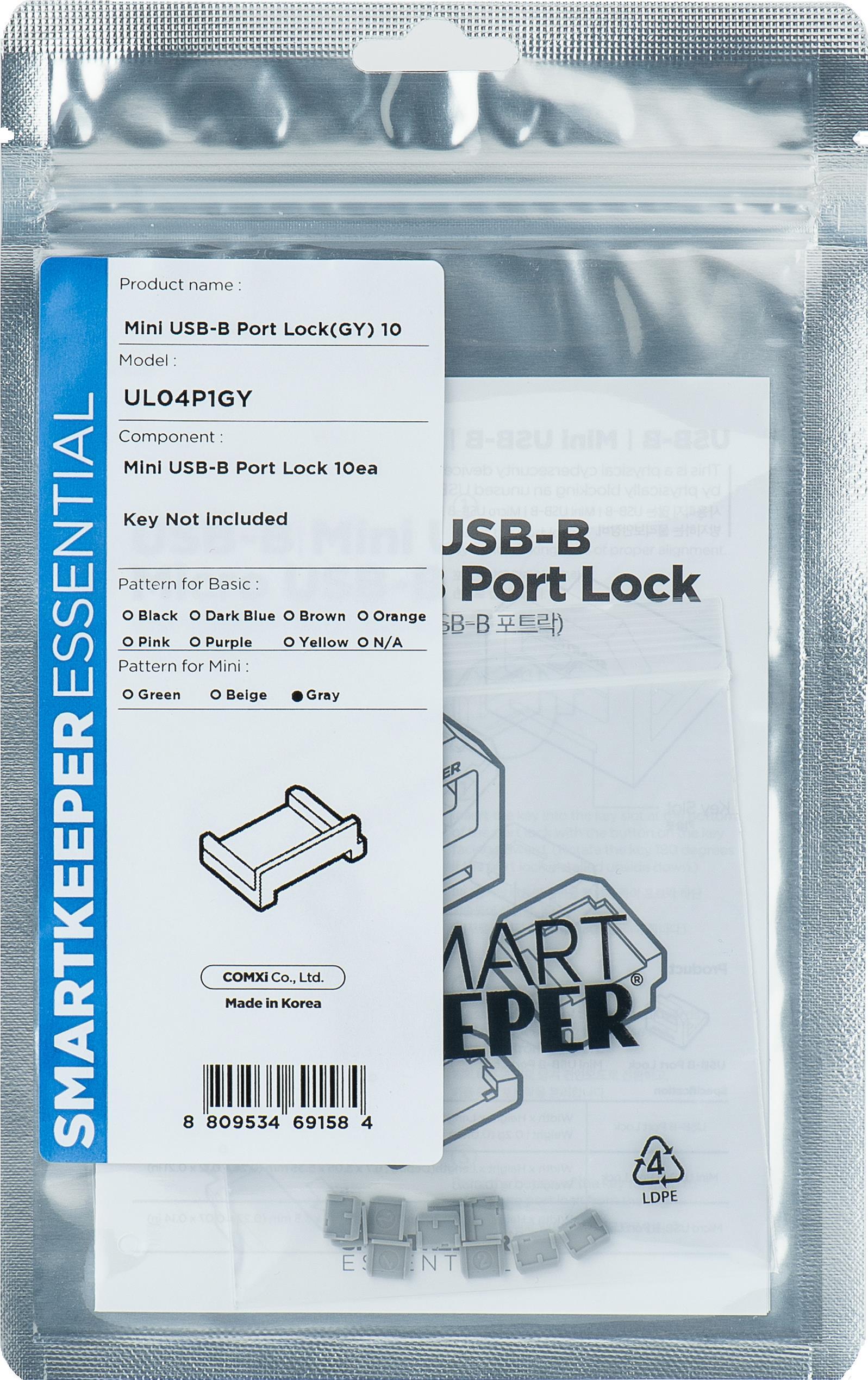 Smartkeeper MUL04P1GY Blocco interfaccia USB tipo B Grigio 10 pz. (MUL04P1GY)