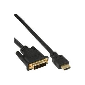 InLine - Videokabel - Single Link - HDMI / DVI - HDMI, 19-polig (M) - DVI-D (M) - 3,0m - abgeschirmt - Schwarz (17663P)