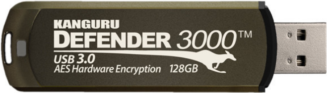 Kanguru Encrypted Defender 3000 - Unità flash USB - crittografata - 128 GB - USB 3.2 Gen 1 - FIPS 140-2 livello 3 - Conforme T