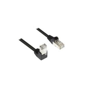 Patchkabel, Cat. 5e, F/UTP, 1x 90° RJ45 Stecker (Rastnase oben)/ 1x gerade, schwarz, 5m, Good Connections® (805S-050EWI)