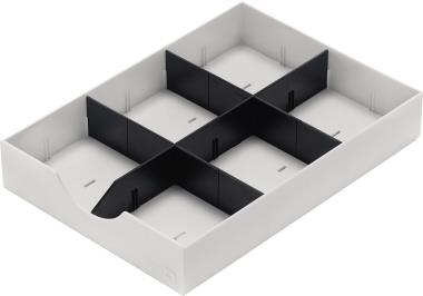 styro System-Schublade für Sortierstation styrodoc, weiß mit 1 Längs- und 2 Querstegen in schwarz, Material: - 1 Stück (268-405.05)
