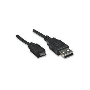 Manhattan USB2.0 Device Cable - USB-Kabel - USB (M) - 5-polig Micro-USB Typ B (M) - 3,0m (USB/USB2.0) - geformt - Schwarz (325684)