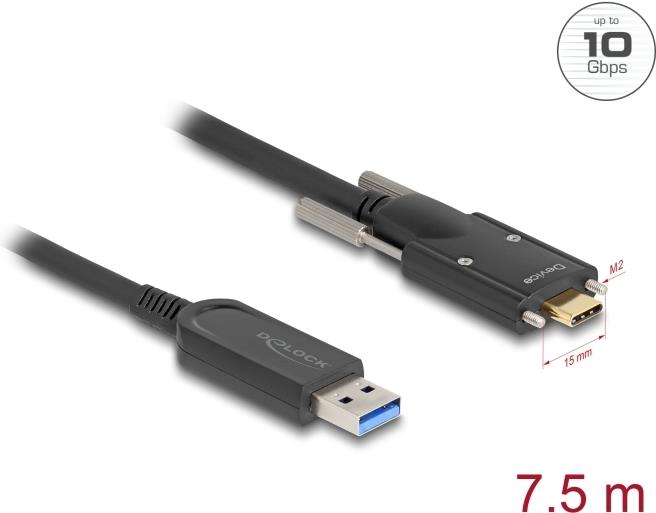 Delock Cavo ottico attivo USB 10 Gbps Tipo A maschio a Tipo C maschio da 7,5 m