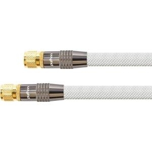 SAT Antennenkabel, F-Stecker an F-Stecker, vergoldet, Schirmmaß 120dB, 75Ohm, Nylongeflecht weiß, 20m, PYTHON® Series (GC-M2029)