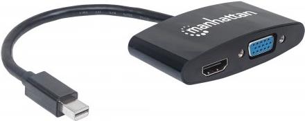 Manhattan 152709 cavo e adattatore video 0,25 m Mini DisplayPort HDMI + VGA [D-Sub] Nero (MINI DISPLAYPORT TO HDMI/VGA- - 25CM