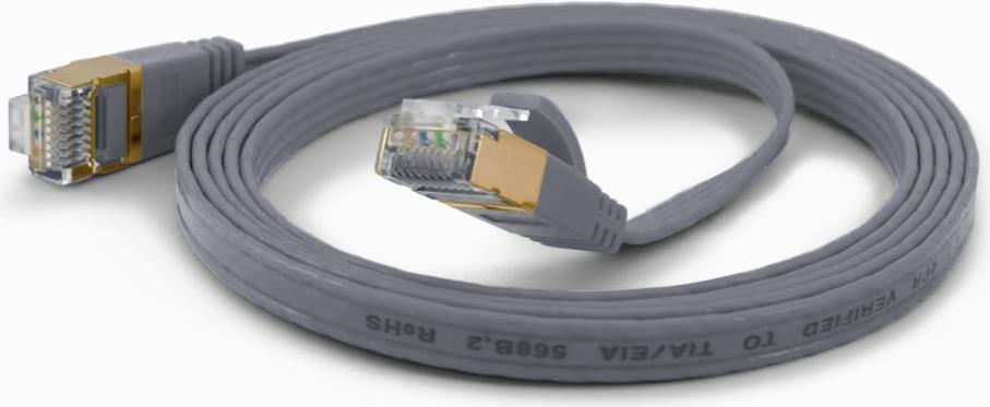 Wantec Flaches CAT6A FTP Patchkabel - 2 m - Cat6a - F/UTP (FTP) - RJ-45 - RJ-45 - Grau (7077)