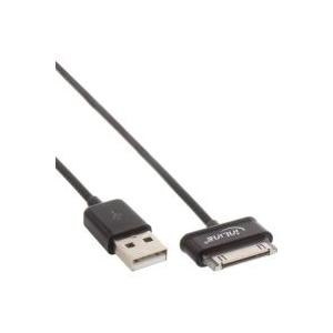 InLine - Lade-/Datenkabel - USB (M) bis Samsung 30-poliger Dockanschluss (M) - 1,0m - Schwarz - für Samsung Galaxy Tab, Tab 10,1, Tab 10,1V, Tab 7,0, Tab 7,7, Tab 8,9, Tab WiFi (31610B)