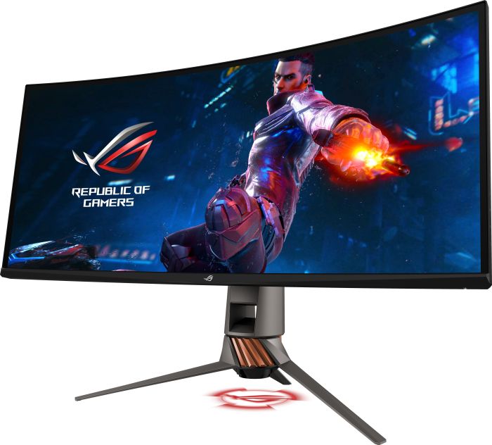 ASUS ROG SWIFT PG349Q - LED-Monitor - gebogen - 86,72 cm (34,14) - 3440 x 1440 - IPS - 300 cd/m² - 1000:1 - 4 ms - HDMI, DisplayPort - Lautsprecher - Rüstung Titan, Plasma Kupfer (90LM04L0-B01170)