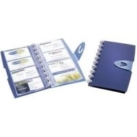 DURABLE Visitenkarten-Ringbuch DURALOOK VISIFIX Walk!, blau mit 12 transparenten Hüllen aus PP, für 96 Visitenkarten (2452-07)