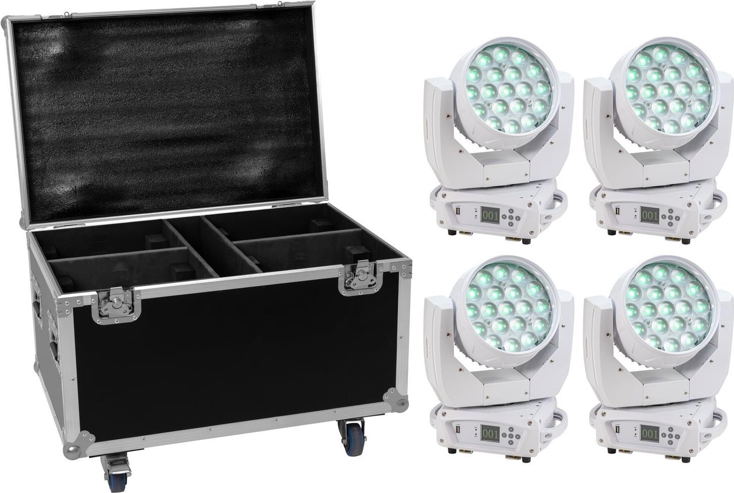 EUROLITE Set 4x LED TMH-X4 weiß + Case mit Rollen (20001016)
