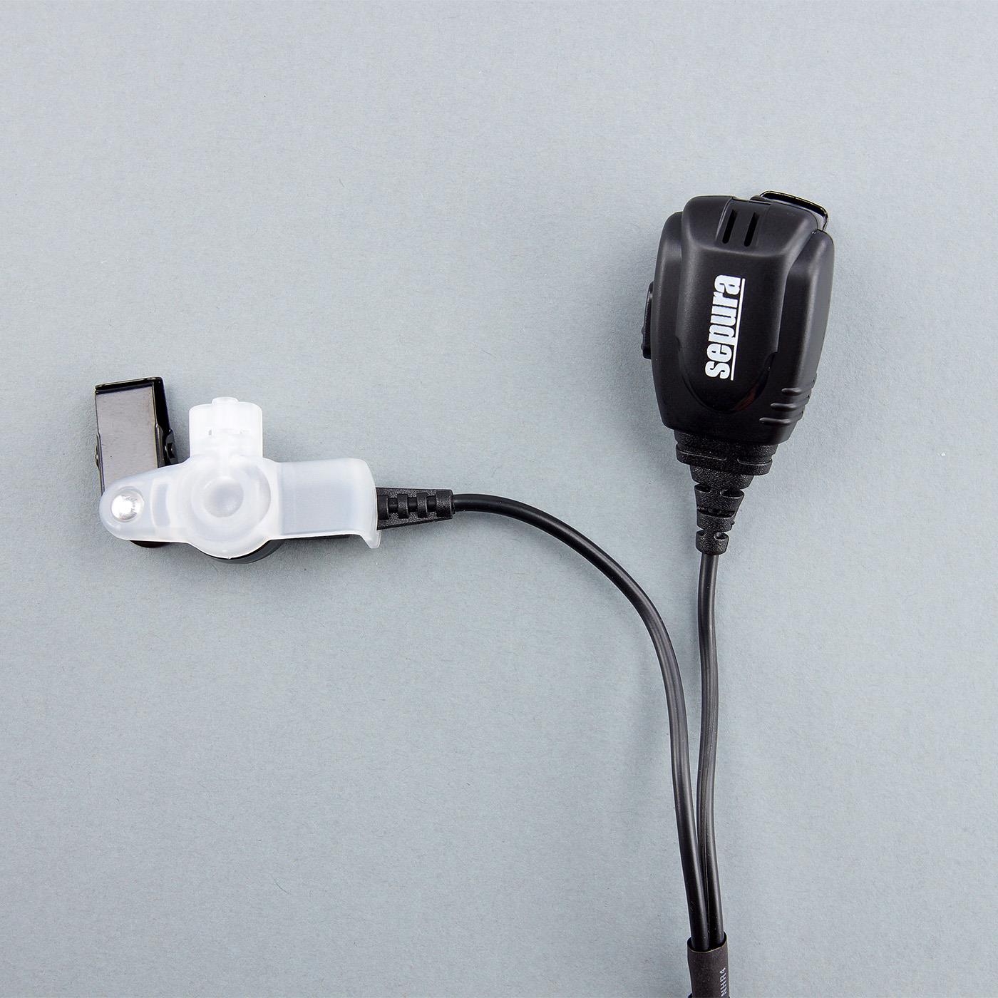 Sepura 2-Leitungs-Garnitur mit Schallschlauch & Mikrofon-/PTT-Kombi f. STP8/9000, SC20, SC21 Mikrofon-/PTT-Kombination mit Clip, auch für SBP-Serie (300-00755)