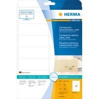 HERMA Special - Selbstklebende Adressetiketten (matt) - durchsichtig - 99,1 x 38,1 mm 350 Etikett(en) (25 Bogen x 14) (8671)
