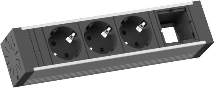 Bachmann VENID - Verlängerungsschnur - Eingabe, Eingang GST18 - Ausgangsanschlüsse: 3 - 20cm - Deutschland - Schwarz, eloxiertes Aluminium (936.009)