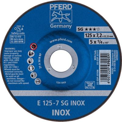PFERD Schruppscheibe f. VA Material A N SG INOX D.125x7,2mm gekr. 22,23mm PFERD (62212623)