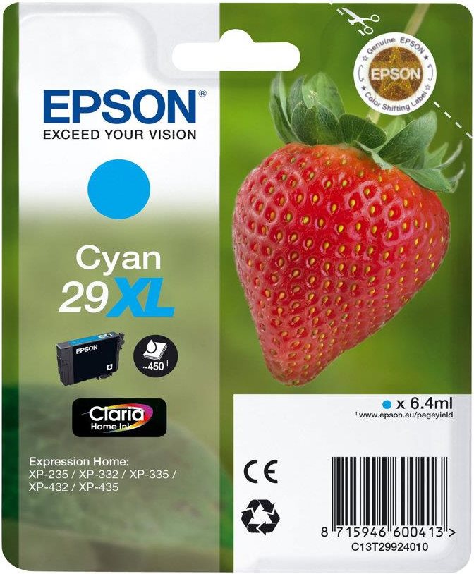 ORIGINAL Epson Cartuccia d'inchiostro ciano C13T29924012 29 XL 450 Seiten 64ml XL