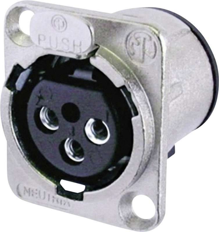 Connettore XLR Neutrik presa flangiata, contatti diritti numero poli: 3 argento NC3FD-V 1 pezzo (NC3FD-V)