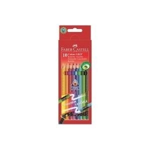 FABER-CASTELL Buntstifte Colour GRIP radierbar, 10er Etui ergonomische Dreieckform, Soft-Grip-Zone, mit farbigem (116613)