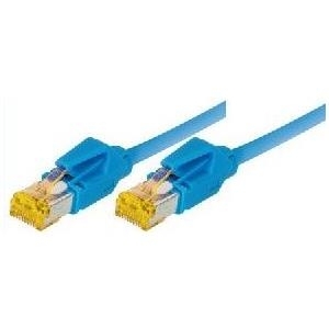 Cavo patch S/FTP PiMF Cat 6a blu 50 m per 10 Gigabit/s senza alogeni con cavo Draka e connettori Hirose TM31 (precedentemente c