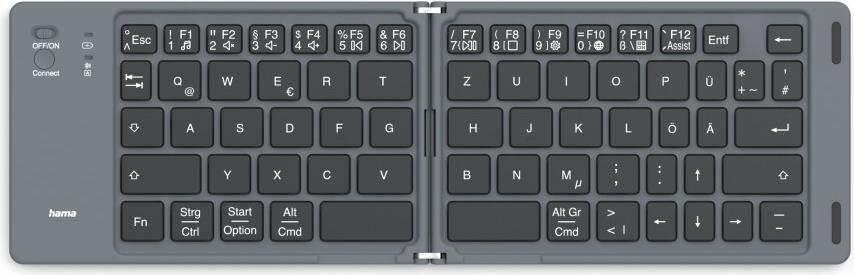 Hama Travel 450 QWERTZ Tedesco Bluetooth Nero Grigio scuro