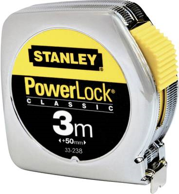 Flessometro STANLEY Powerlock 3 m x 127 mm - nastro in acciaio rivestito in Mylar - gancio per cintura - M33218