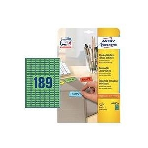 Avery Zweckform L6049 - Abziehbare Etiketten - grün - 25,4 x 10 mm - 3780 Etikett(en) (20 Bogen x 189) (L6049-20)